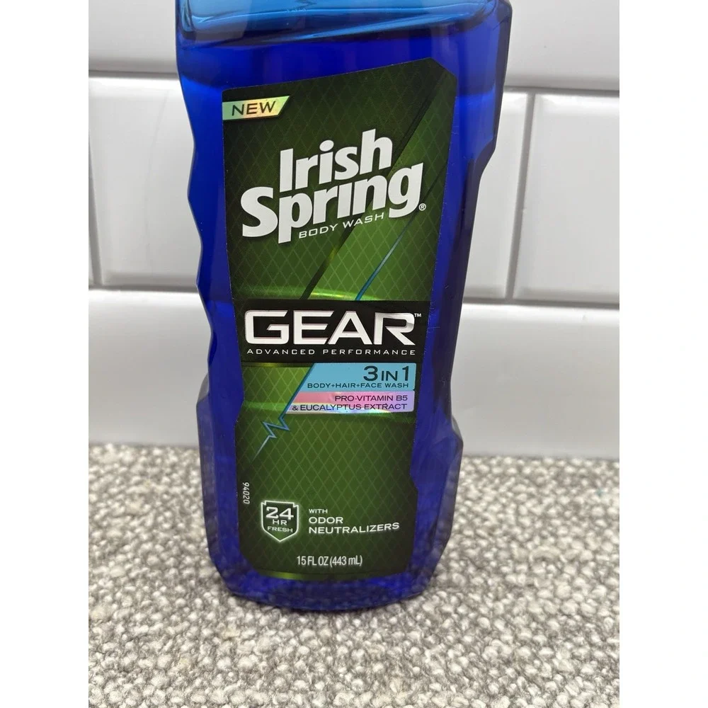 Irish Spring Gear Hair Body Face 3-in-1 Body Wash & Shampoo 15 Oz